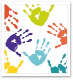 multi coloured hand prints