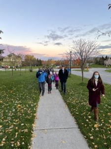 Notre Dame families walk to school with Newmarket Mayor, John Taylor!