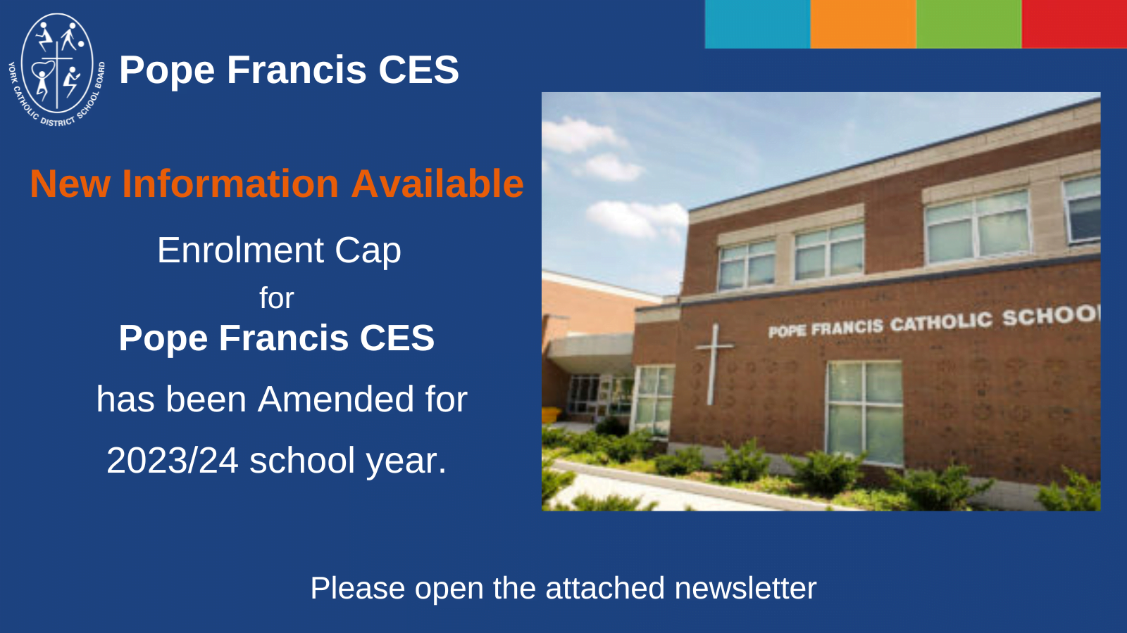 Pope Francis CES Amended Enrolment Cap 2023