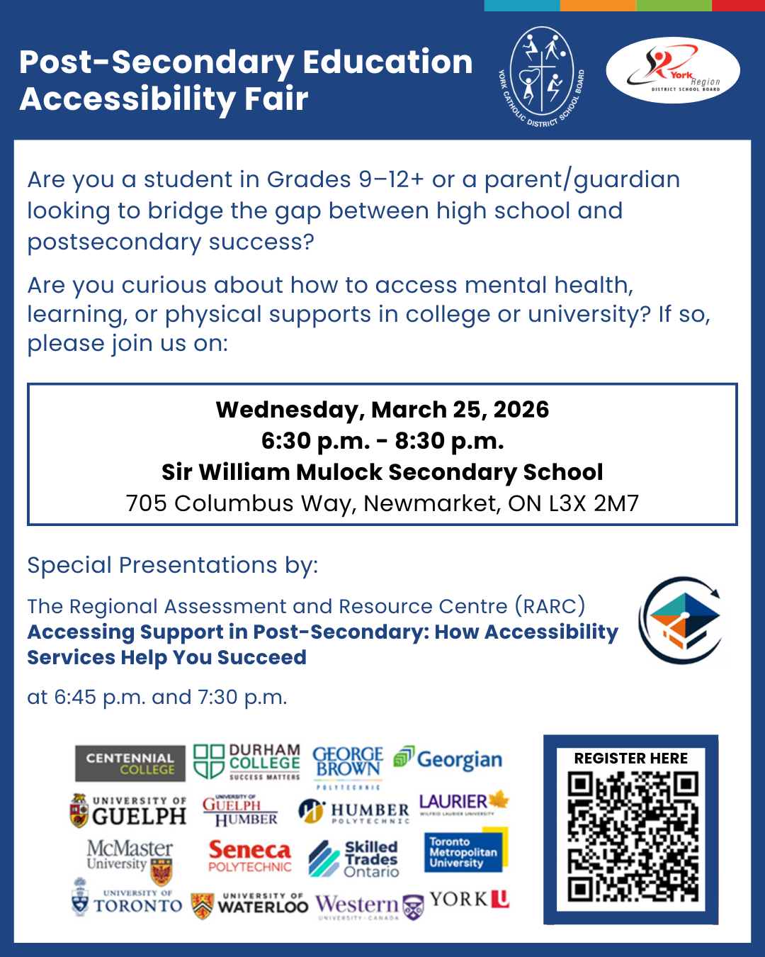 Post-Secondary Education Accessibility Fair Hosted by YCDSB and YRDSB