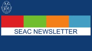 SEAC Newsletter Banner on blue page